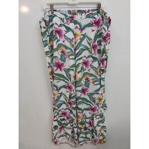 Women's Soho Ny&Co Multicolor Floral Flare Pants With Belt Size Large